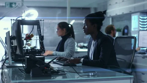 Engineering Laboratory People Design on Computers Stock Footage 321000712
