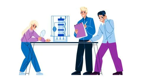 Engineering Laboratory Workers Developing Vector Stock Illustration