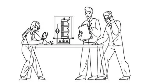 Engineering Laboratory Workers Developing Vector 스톡 일러스트