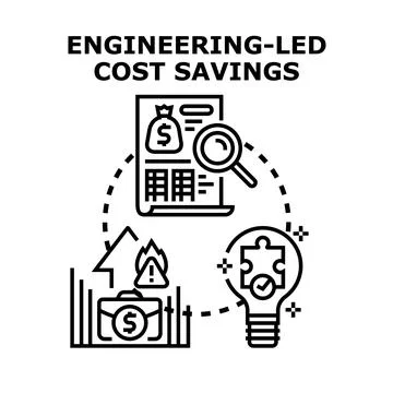 Engineering led cost savings concept vector illustration Stock Illustration