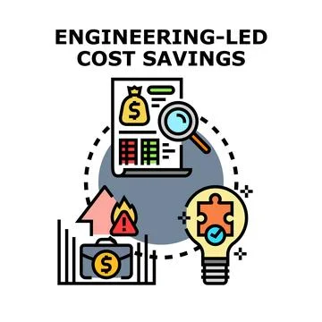 Engineering led cost savings concept vector illustration Stock Illustration