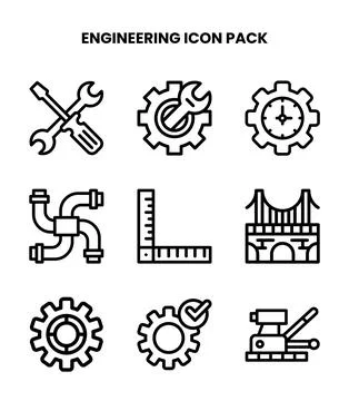 Engineering Line Bundle Icons Pack Illustrazione stock