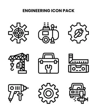 Engineering Line Bundle Icons Pack Illustrazione stock
