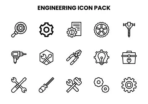 Engineering Line Icons Pack 库存插图