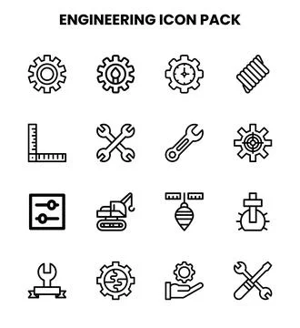 Engineering Line Icons Pack 스톡 일러스트