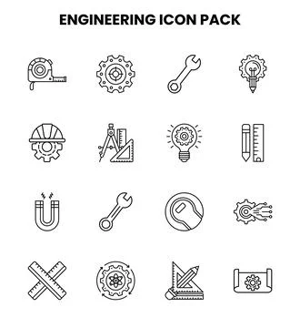 Engineering Line Icons Pack Illustrazione stock