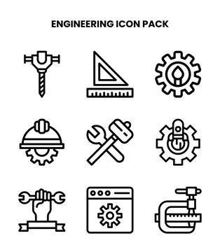 Engineering Line Icons Pack Stock Illustration