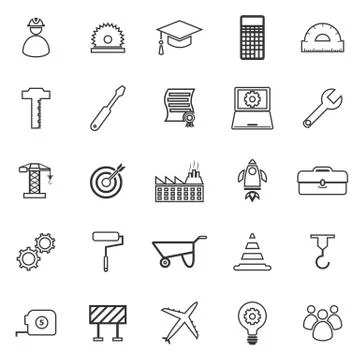 Engineering line icons on white background Stock Illustration