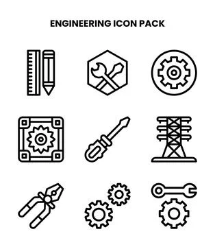 Engineering Line Scalable Icons Pack Illustrazione stock