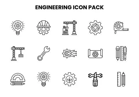 Engineering Line Vector Icons Pack Stock Illustration