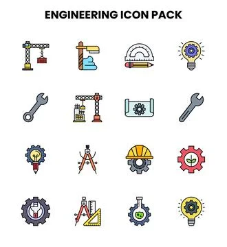 Engineering Lineal Color Icons Pack Stock Illustration