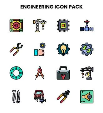Engineering Lineal Color Set Icons Pack イラスト素材