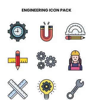 Engineering Lineal Color Vector Icons Pack イラスト素材