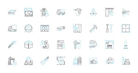 Engineering linear icons set. Innovation, Technology, Design, Analysis Stock Illustration