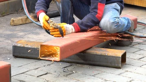 Engineering machine in metal workshop Welder working in melt workshop 動画素材 90683594