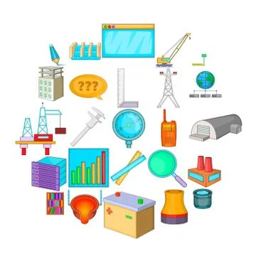 Engineering manager icons set, cartoon style Stockillustratie