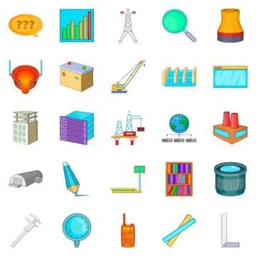 Engineering manager icons set, cartoon style Stockillustratie