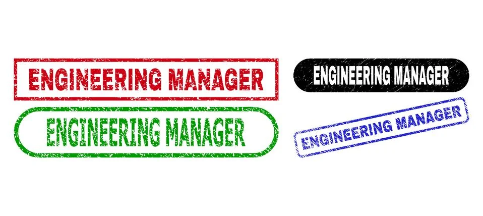 ENGINEERING MANAGER Rectangle Stamp Seals with Distress Surface Stockillustratie