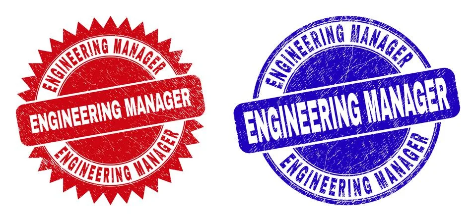 ENGINEERING MANAGER Round and Rosette Seals with Distress Surface Stockillustratie