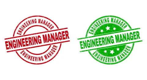 ENGINEERING MANAGER Round Stamp Seals with Grunged Surface Stockillustratie