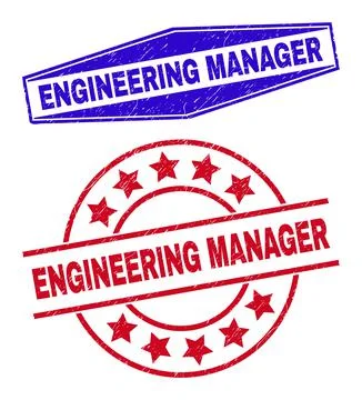 ENGINEERING MANAGER Rubber Stamp Seals in Round and Hexagon Shapes Stockillustratie
