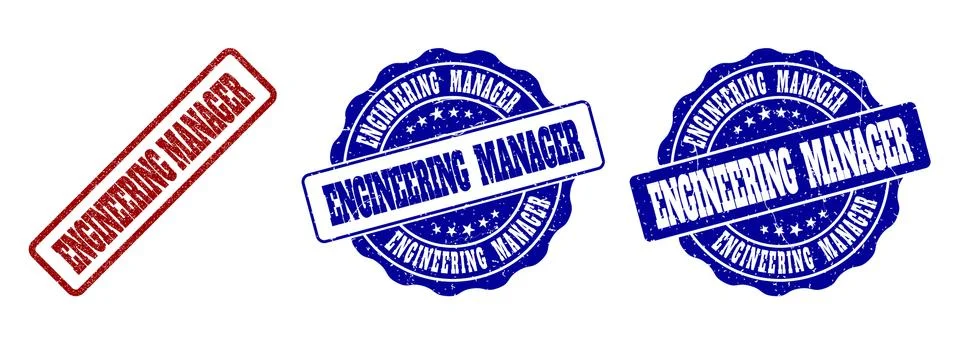 ENGINEERING MANAGER Scratched Stamp Seals イラスト素材