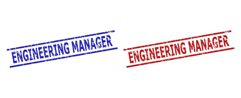 ENGINEERING MANAGER Stamp Seals with Corroded Style and Parallel Lines Stockillustratie