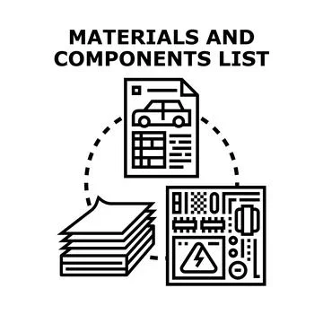 Engineering materials and components list planning Stock Illustration