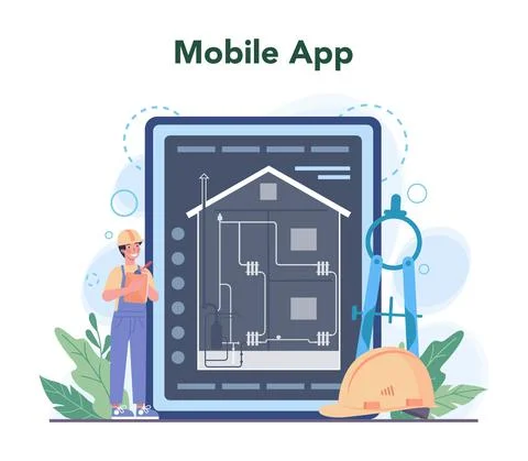 Engineering online service or platform. Technology and science. Stock Illustration