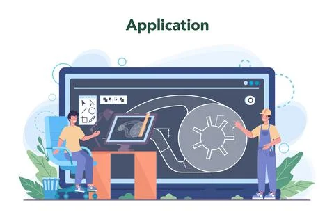 Engineering online service or platform. Technology and science. Stock Illustration