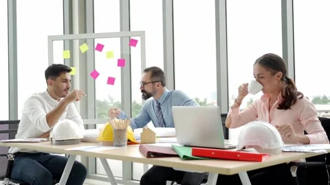 Engineering or architect team brainstrom working and discussing project plan  Stock Footage 139797937