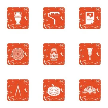 Engineering paint icons set, grunge style イラスト素材