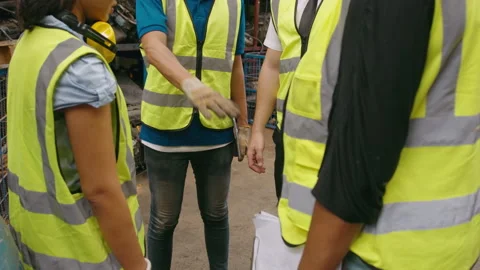 Engineering people are working in heavy industrial plant Engine parts factory Video stock 152828649