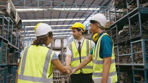 Engineering people are working in heavy industrial plant Engine parts factory Video stock 152829111