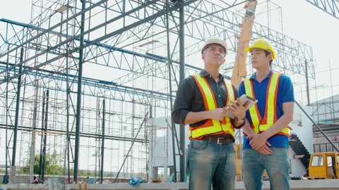 Engineering people are working in outdoor construction  factory . 動画素材 152829969