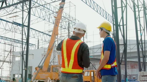 Engineering people are working in outdoor construction  factory . Stock Footage 152830618