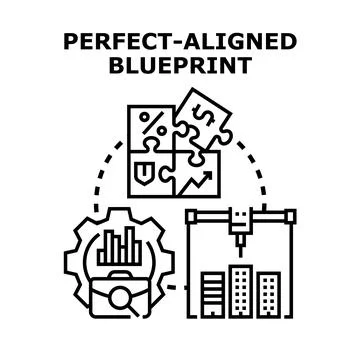 Engineering perfect aligned blueprint for business development Stock Illustration