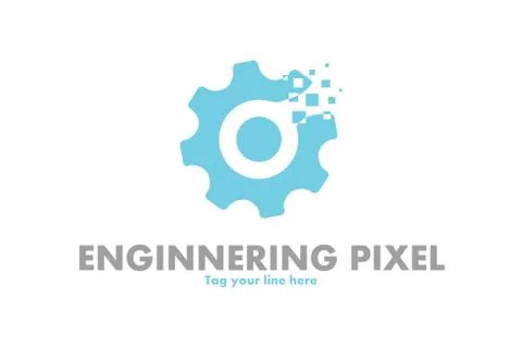 Engineering pixel logo Stock Illustration