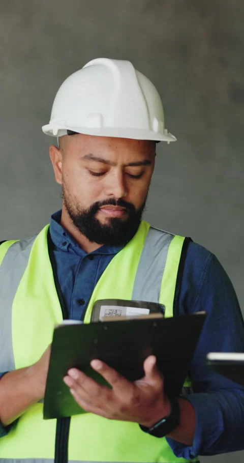 Engineering, planning and man with clipboard, construction site for building Stock Footage 331925349