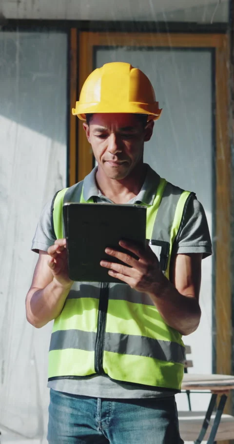 Engineering, planning and man with tablet, construction site for building Stock Footage 331927218