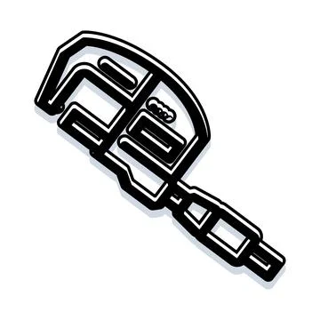 Engineering precision micrometer measuring instrument icon concept Stock Illustration