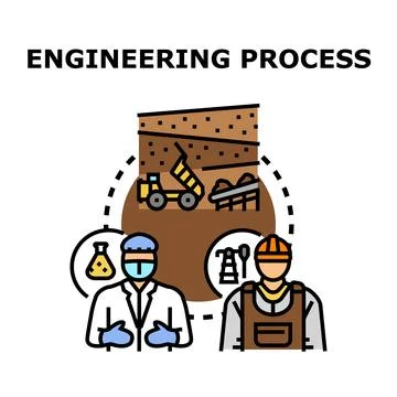 Engineering process collaborating for project development Illustrazione stock