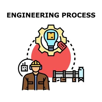 Engineering process development managing industrial project creation Illustrazione stock