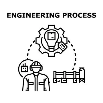 Engineering process development managing industrial project creation 스톡 일러스트