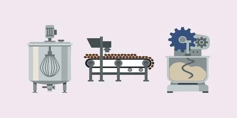 Engineering Process Mixing and Conveyor Icons Иллюстрация