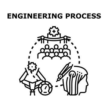 Engineering process planning development and team collaboration Stock Illustration