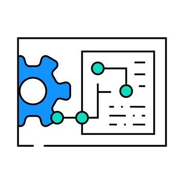 Engineering processing icon color illustration Stock Illustration