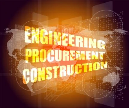 Engineering procurement construction word on business digital touch screen Illustrazione stock