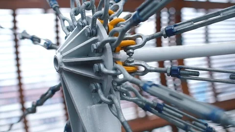 Engineering product. Many cables are bolted to the structure. Stock Footage 117988854