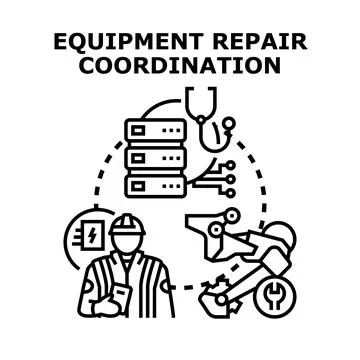 Engineering professional coordinating industrial equipment repair services Illustrazione stock